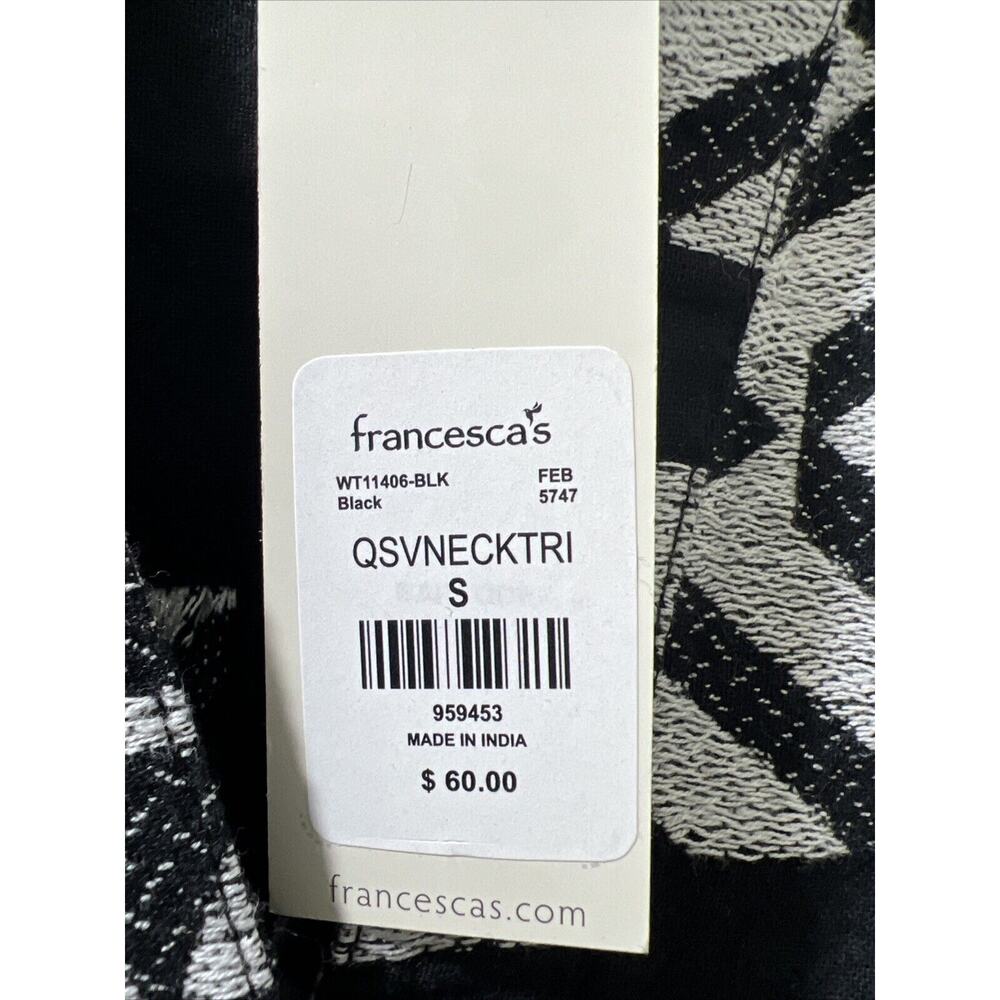 Francesca’s Mi Ami Tiered Black White Dress Size Small Cotton Flared Boho NWT - Picture 2 of 8